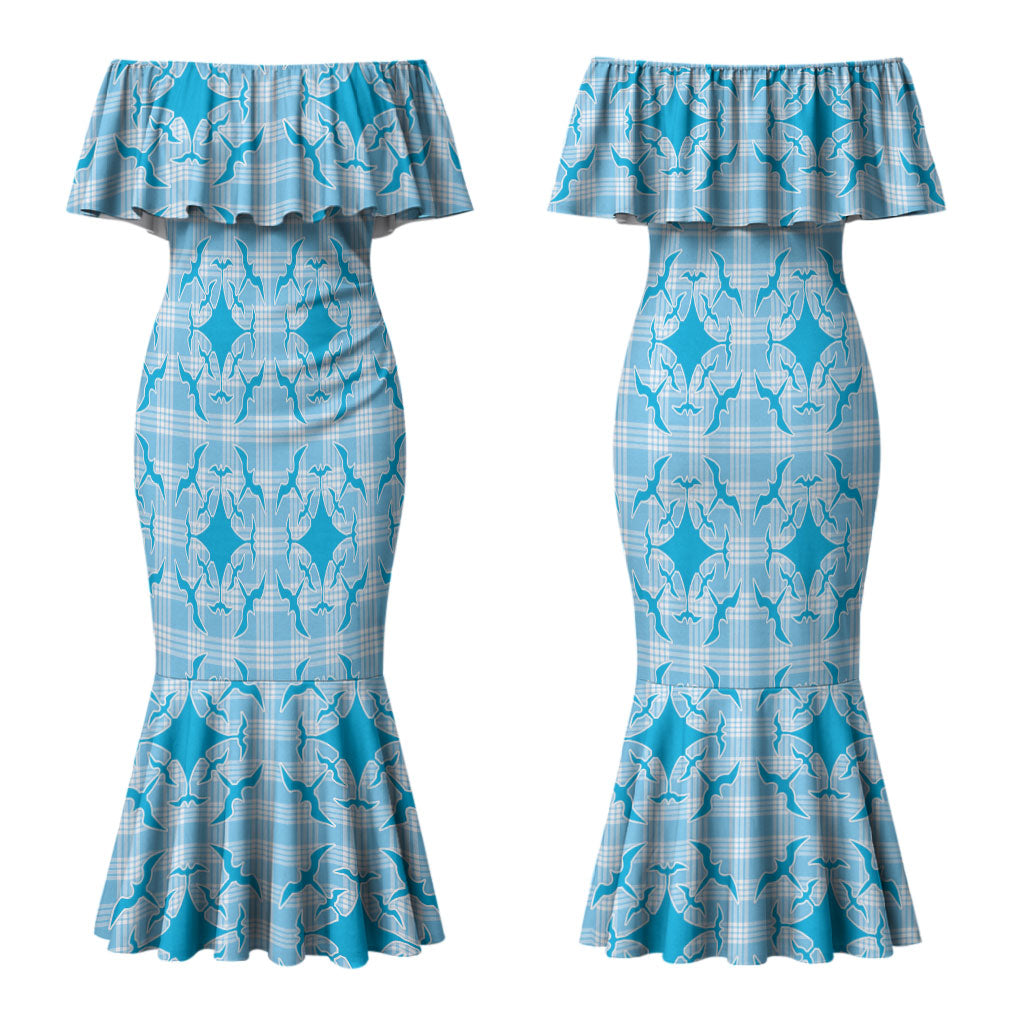 Polu Hawaii Iwa Bird Palaka Motifs Couples Matching Mermaid Dress and Hawaiian Shirt LT14 - Polynesian Pride