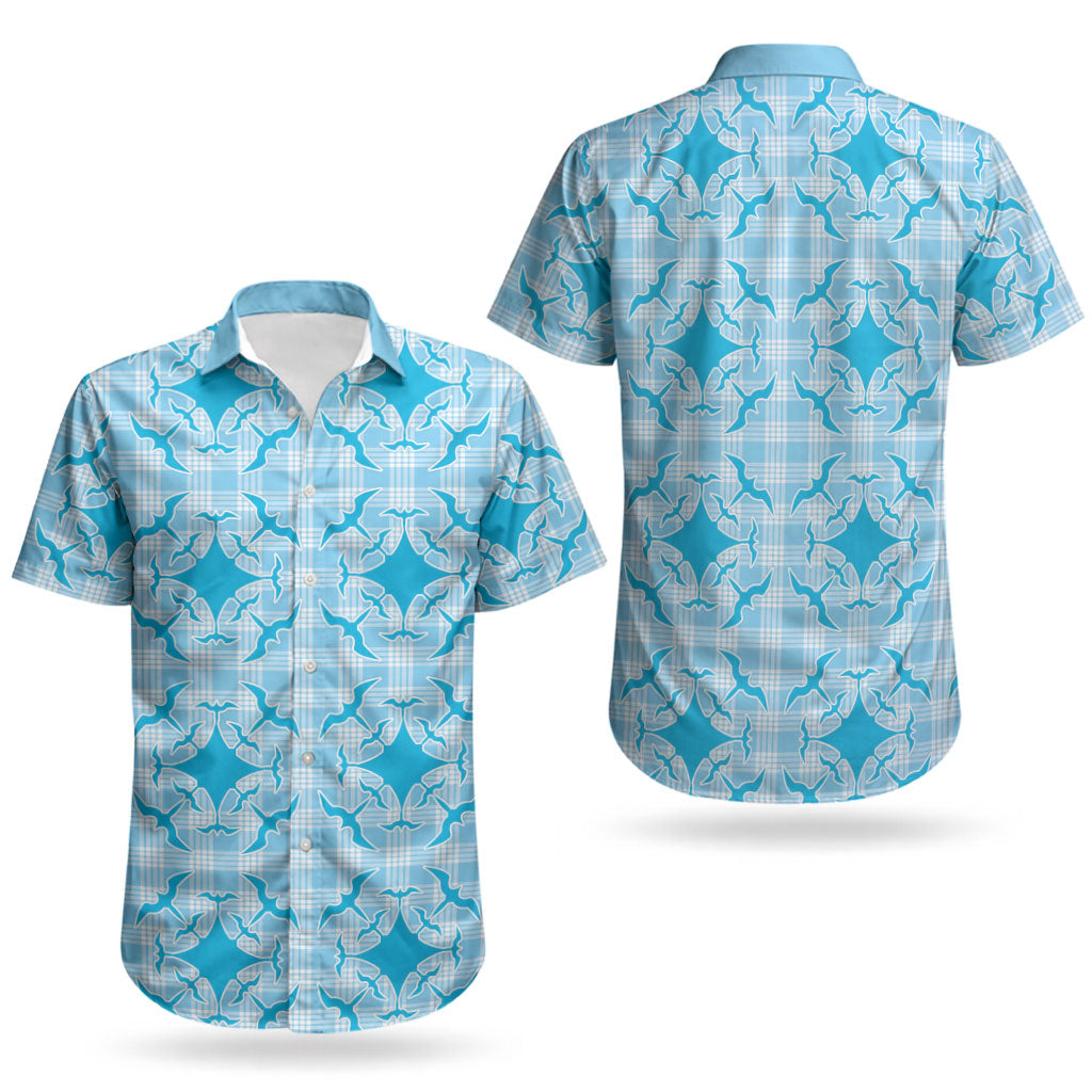 Polu Hawaii Iwa Bird Palaka Motifs Couples Matching Short Sleeve Bodycon Dress and Hawaiian Shirt LT14 - Polynesian Pride