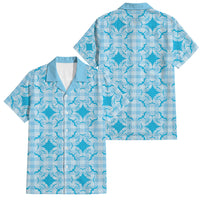 Polu Hawaii Iwa Bird Palaka Motifs Family Matching Puletasi and Hawaiian Shirt LT14 Dad's Shirt - Short Sleeve Blue - Polynesian Pride
