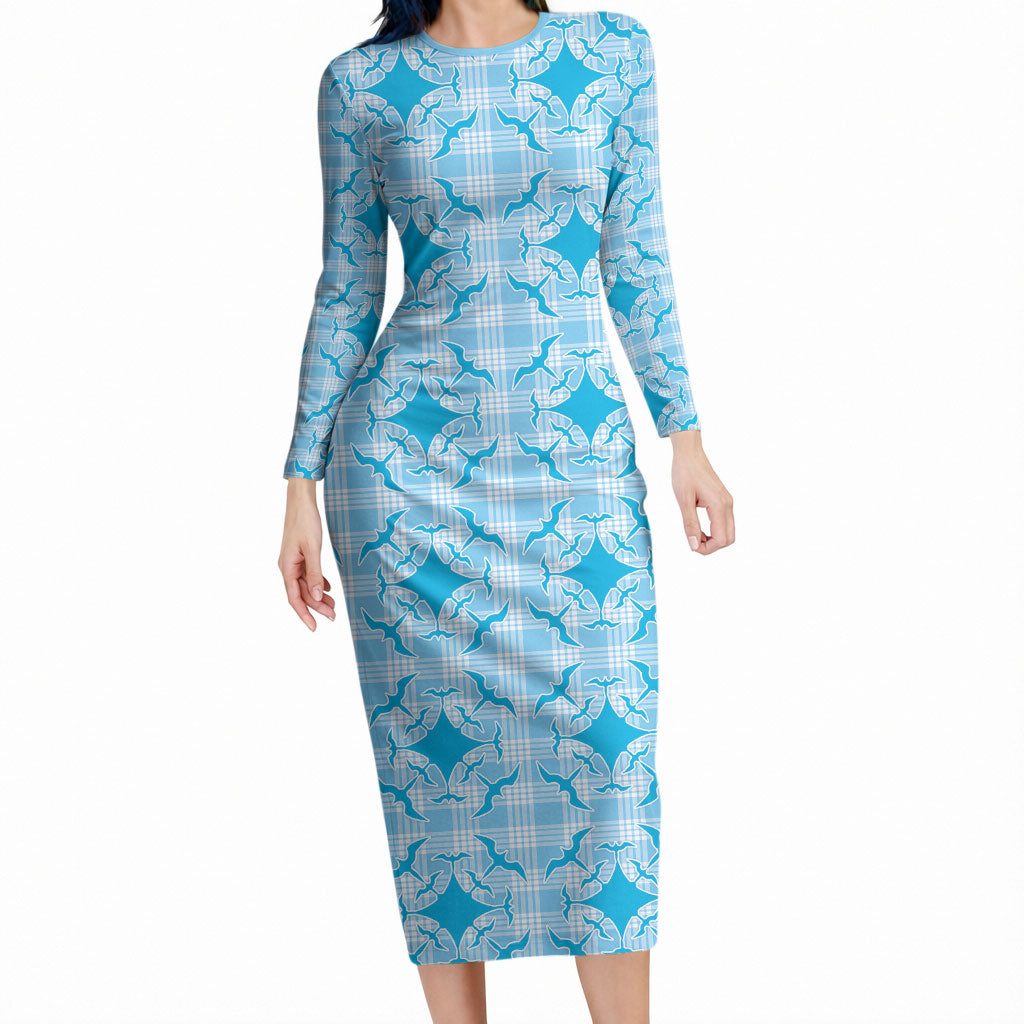 Polu Hawaii Iwa Bird Palaka Motifs Long Sleeve Bodycon Dress