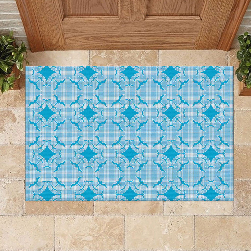Polu Hawaii Iwa Bird Palaka Motifs Rubber Doormat LT14 Blue - Polynesian Pride