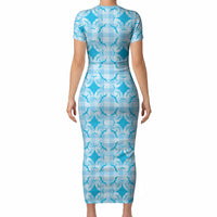 Polu Hawaii Iwa Bird Palaka Motifs Short Sleeve Bodycon Dress LT14 - Polynesian Pride