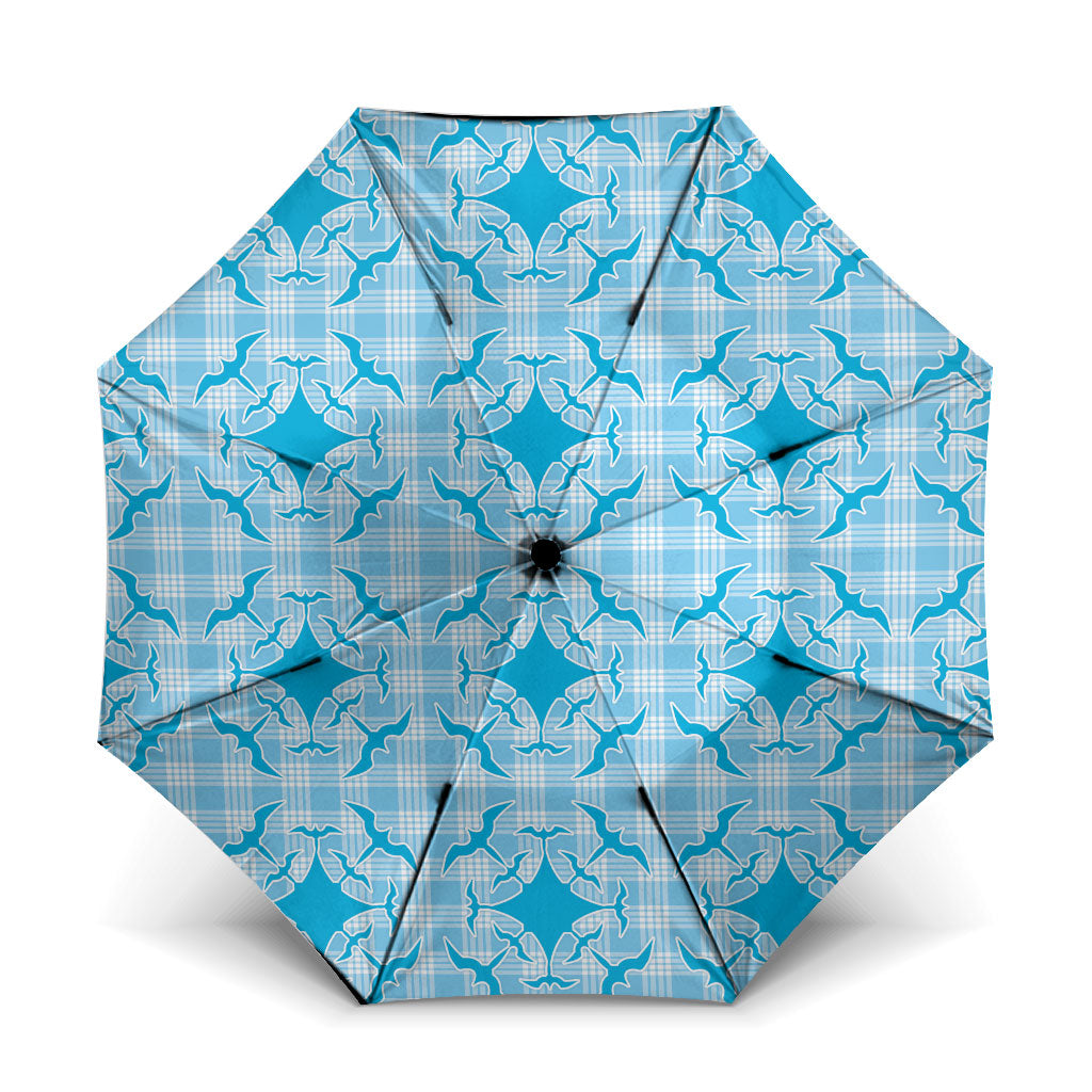 Polu Hawaii Iwa Bird Palaka Motifs Umbrella LT14 One Size Folded 11.42 inch Opened Diameter 37.4 inch Blue - Polynesian Pride