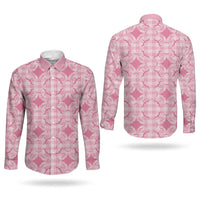 Alaka Hawaii Iwa Bird Palaka Motifs Couples Matching Off The Shoulder Long Sleeve Dress and Long Sleeve Button Shirt LT14 - Polynesian Pride