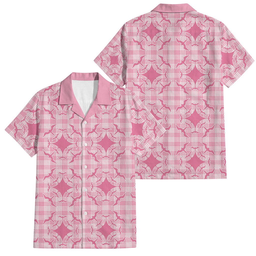 Alaka Hawaii Iwa Bird Palaka Motifs Family Matching Puletasi and Hawaiian Shirt LT14 Dad's Shirt - Short Sleeve Pink - Polynesian Pride