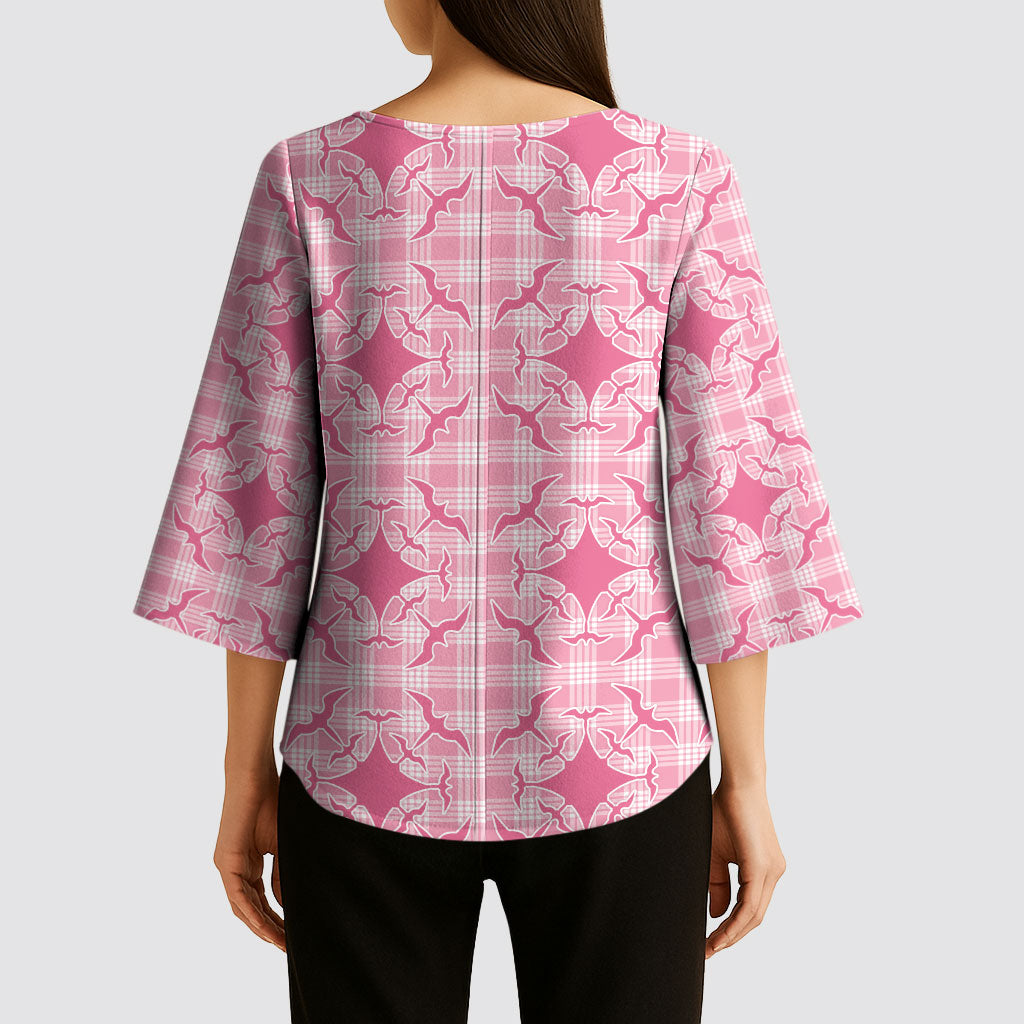 Alaka Hawaii Iwa Bird Palaka Motifs Kimono Sleeve Blouse LT14 - Polynesian Pride