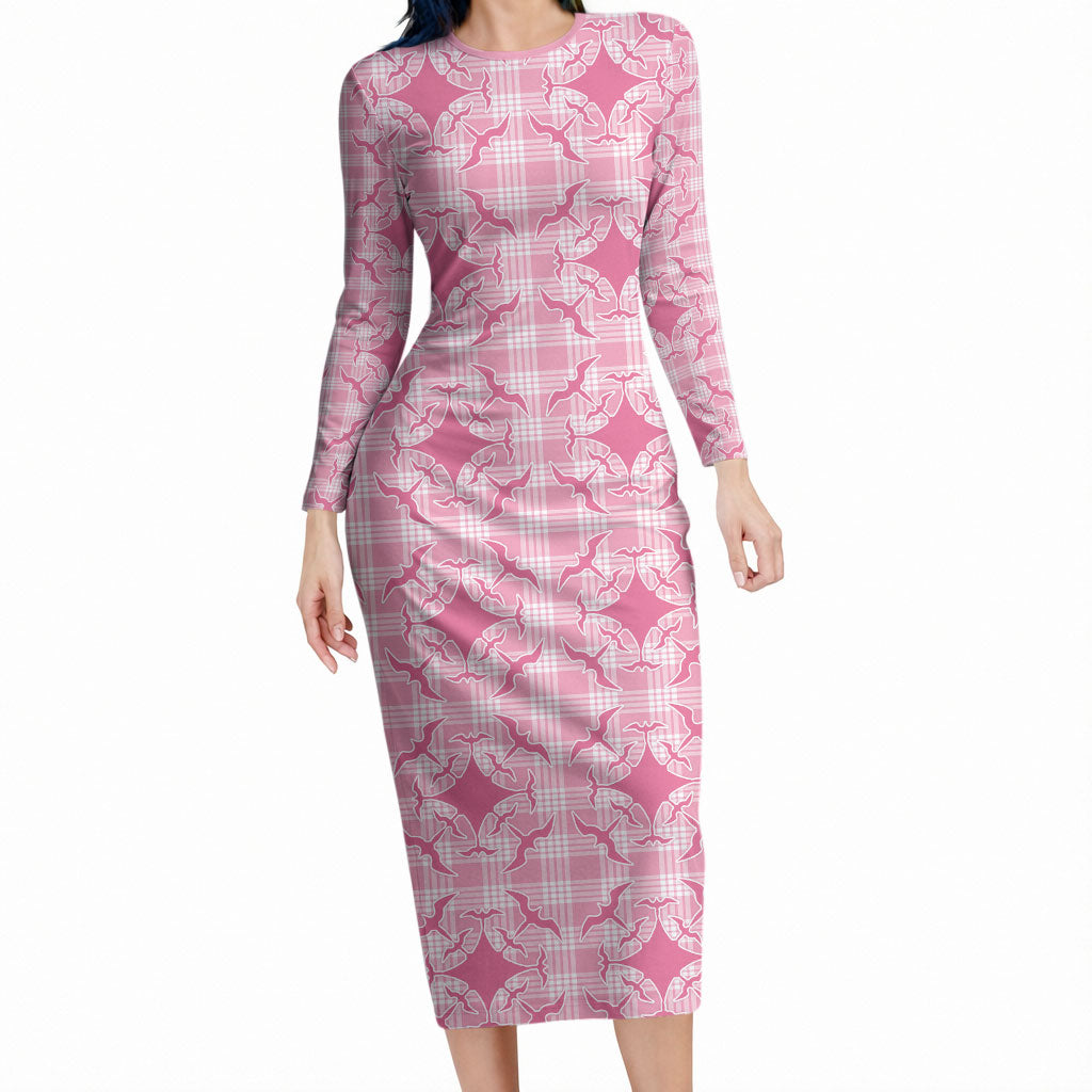 Alaka Hawaii Iwa Bird Palaka Motifs Long Sleeve Bodycon Dress