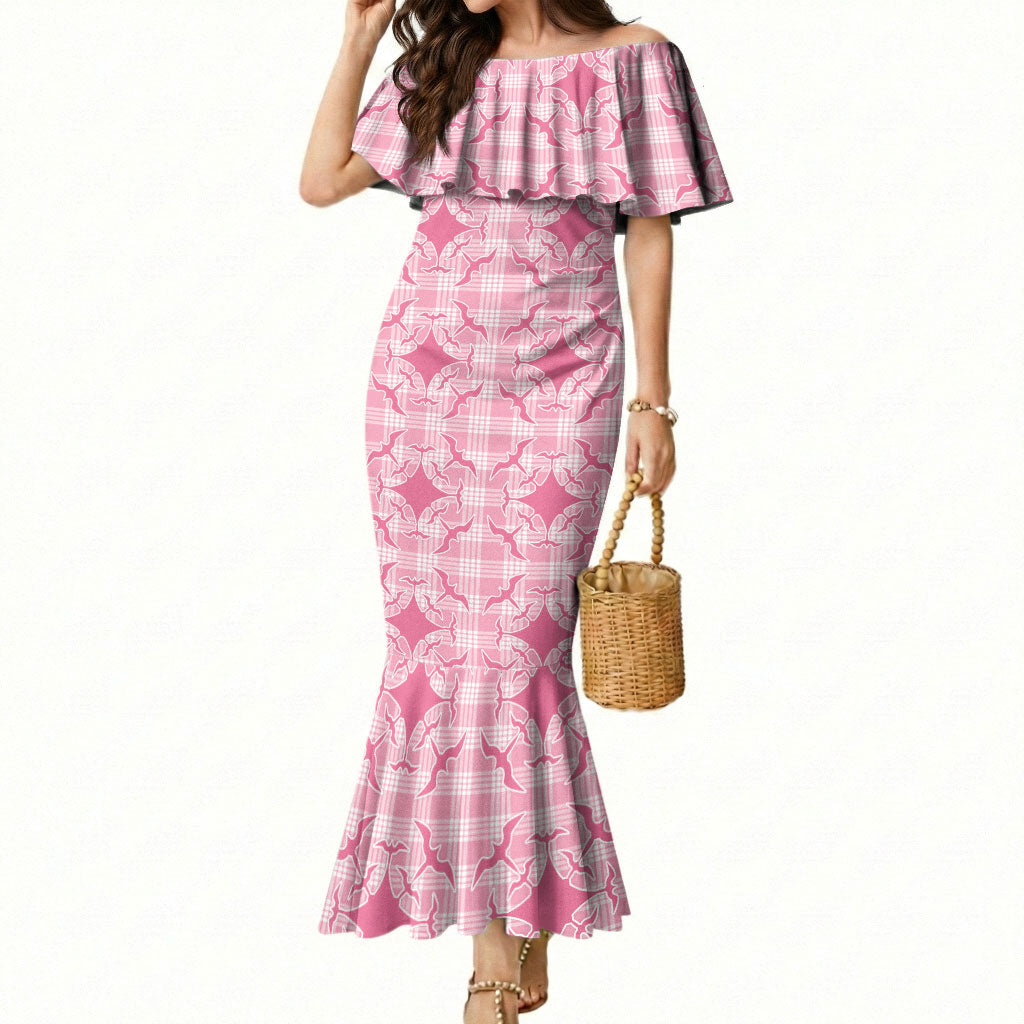 Alaka Hawaii Iwa Bird Palaka Motifs Mermaid Dress LT14 Women Pink - Polynesian Pride