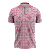 Alaka Hawaii Iwa Bird Palaka Motifs Zipper Polo Shirt LT14 Pink - Polynesian Pride