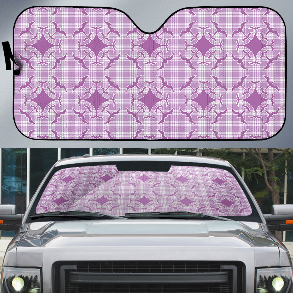 Poni Hawaii Iwa Bird Palaka Motifs Auto Sun Shade LT14 Purple - Polynesian Pride