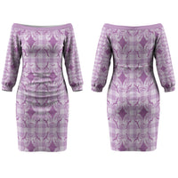 Poni Hawaii Iwa Bird Palaka Motifs Couples Matching Off The Shoulder Long Sleeve Dress and Long Sleeve Button Shirt LT14 - Polynesian Pride