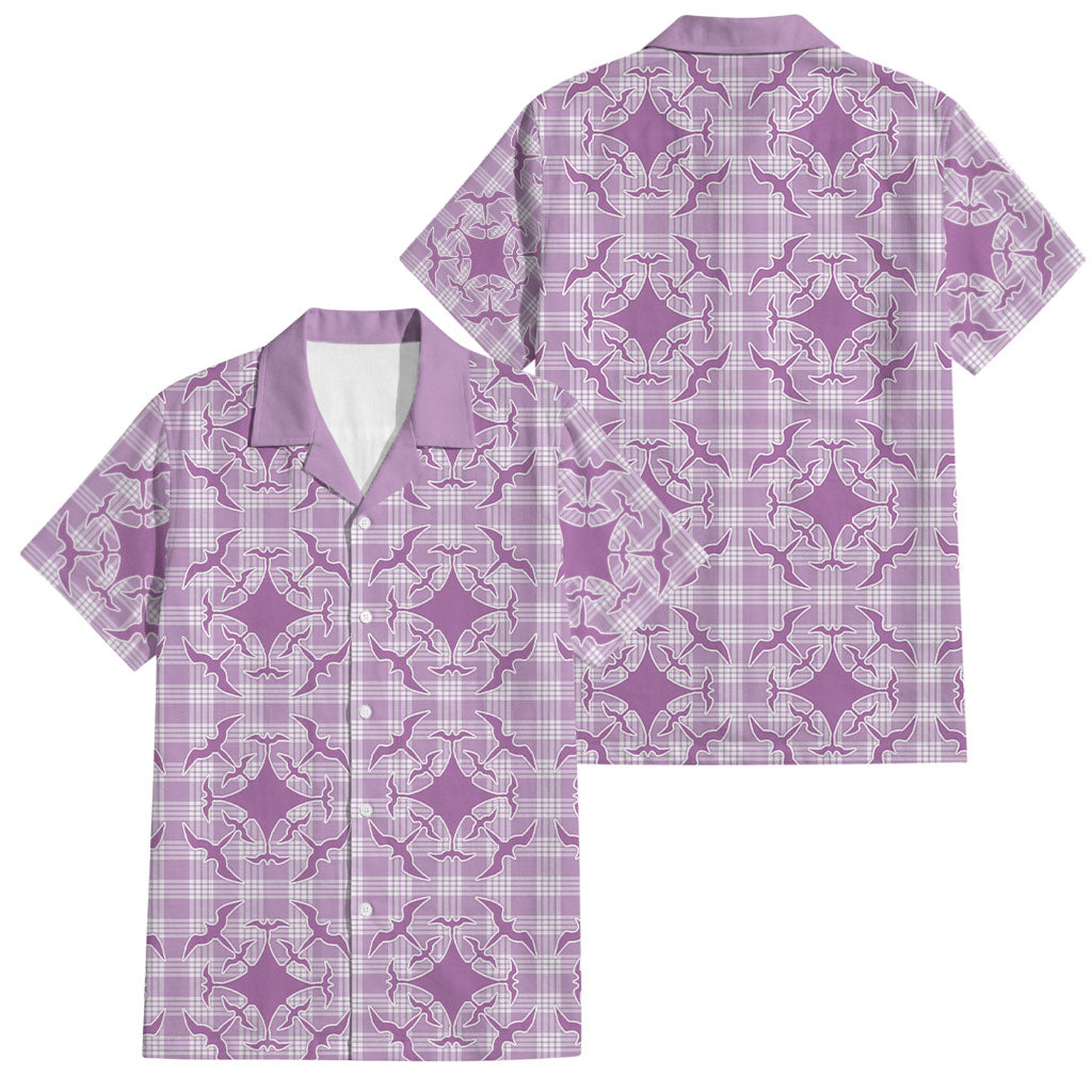 Poni Hawaii Iwa Bird Palaka Motifs Family Matching Puletasi and Hawaiian Shirt LT14 Dad's Shirt - Short Sleeve Purple - Polynesian Pride