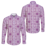 Poni Hawaii Iwa Bird Palaka Motifs Family Matching Puletasi and Hawaiian Shirt LT14 Dad's Shirt - Long Sleeve Purple - Polynesian Pride