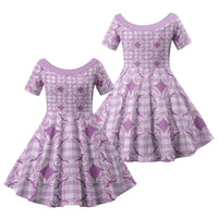 Poni Hawaii Iwa Bird Palaka Motifs Family Matching Puletasi and Hawaiian Shirt LT14 Daughter's Dress Purple - Polynesian Pride