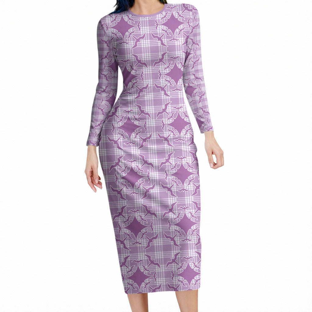 Poni Hawaii Iwa Bird Palaka Motifs Long Sleeve Bodycon Dress