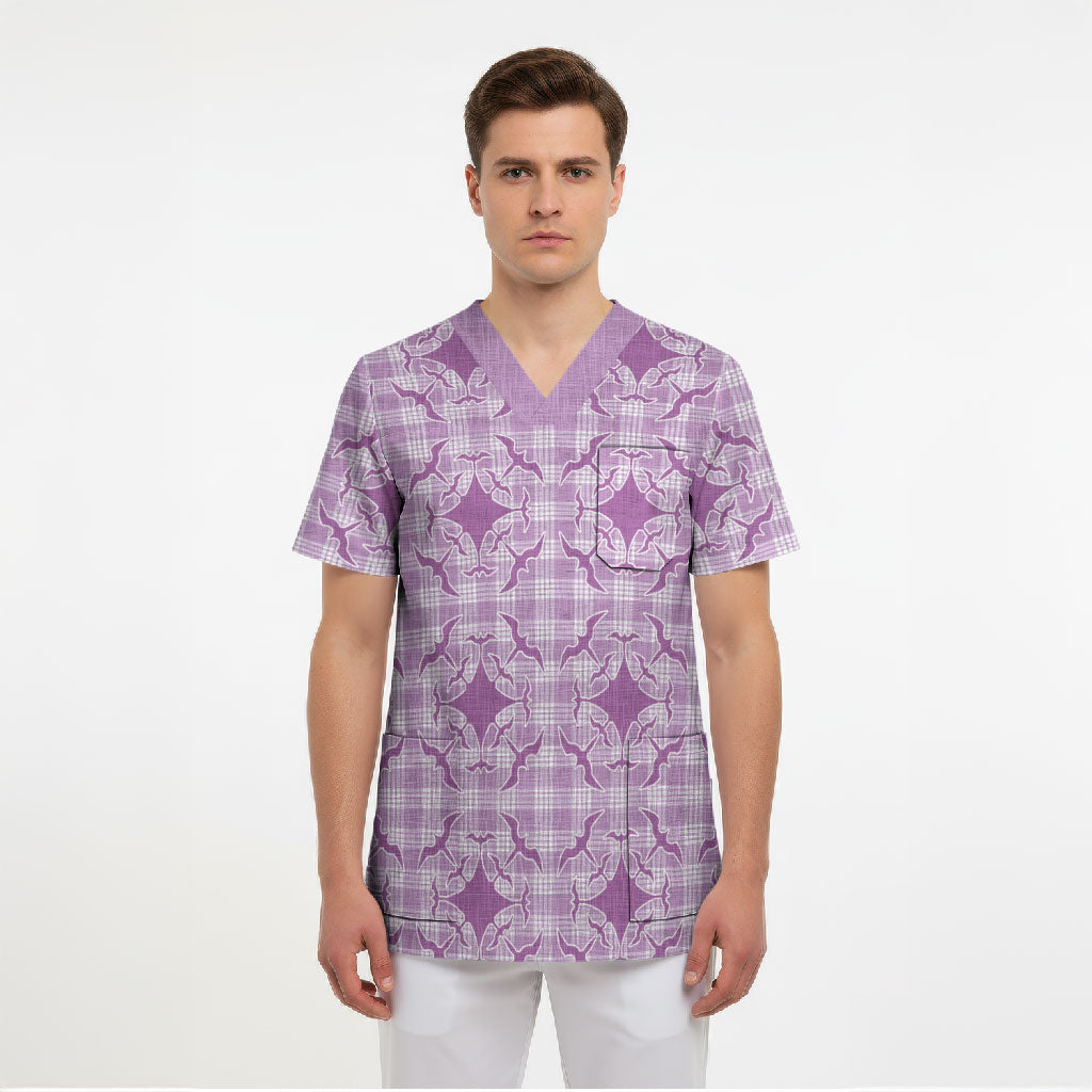 Poni Hawaii Iwa Bird Palaka Motifs Scrub Top LT14 - Polynesian Pride