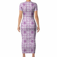 Poni Hawaii Iwa Bird Palaka Motifs Short Sleeve Bodycon Dress LT14 - Polynesian Pride