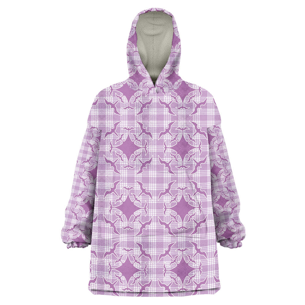 Poni Hawaii Iwa Bird Palaka Motifs Wearable Blanket Hoodie LT14 One Size Purple - Polynesian Pride