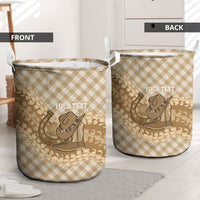 Makue Hawaii Cowboy Palaka Motifs Personalised Laundry Basket Paniolo Festival Puakenikeni Lei LT14 - Polynesian Pride