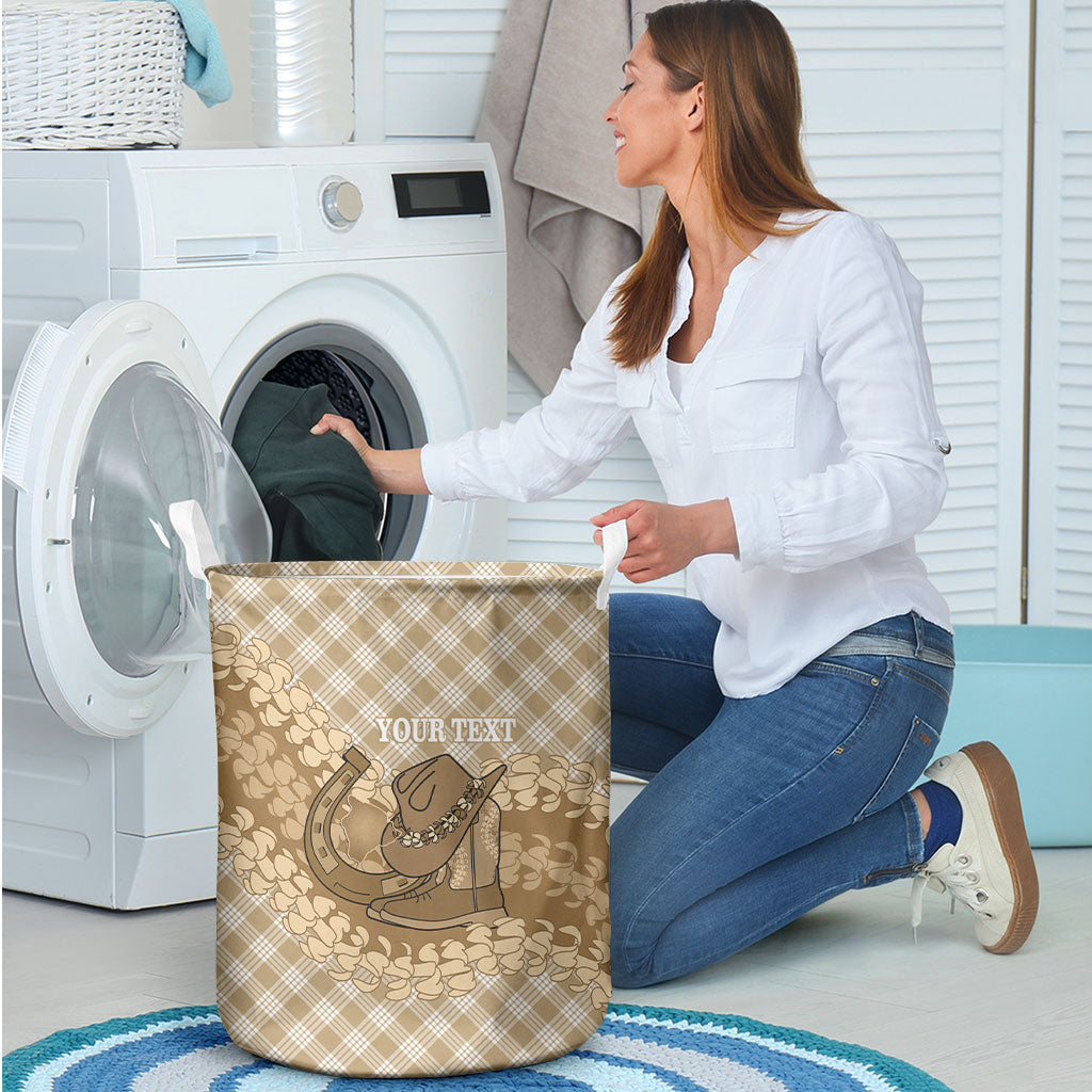 Makue Hawaii Cowboy Palaka Motifs Personalised Laundry Basket Paniolo Festival Puakenikeni Lei LT14 - Polynesian Pride