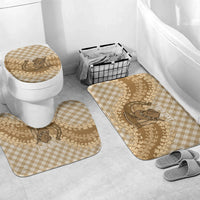 Makue Hawaii Cowboy Palaka Motifs Personalised Bathroom Set Paniolo Festival Puakenikeni Lei LT14 Mat Set Only (3 pcs) One Size Brown - Polynesian Pride
