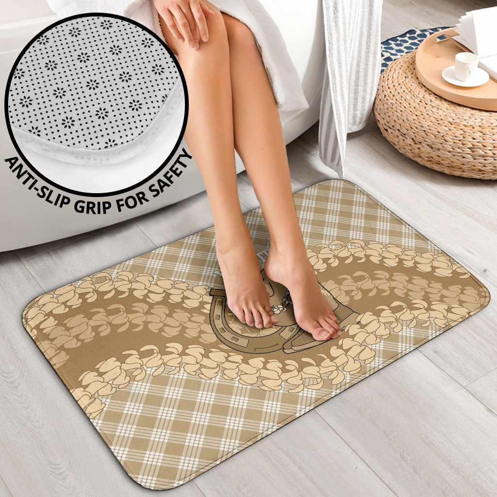 Makue Hawaii Cowboy Palaka Motifs Personalised Bathroom Set Paniolo Festival Puakenikeni Lei LT14 - Polynesian Pride