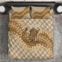 Makue Hawaii Cowboy Palaka Motifs Personalised Bedding Set Paniolo Festival Puakenikeni Lei LT14 Brown - Polynesian Pride