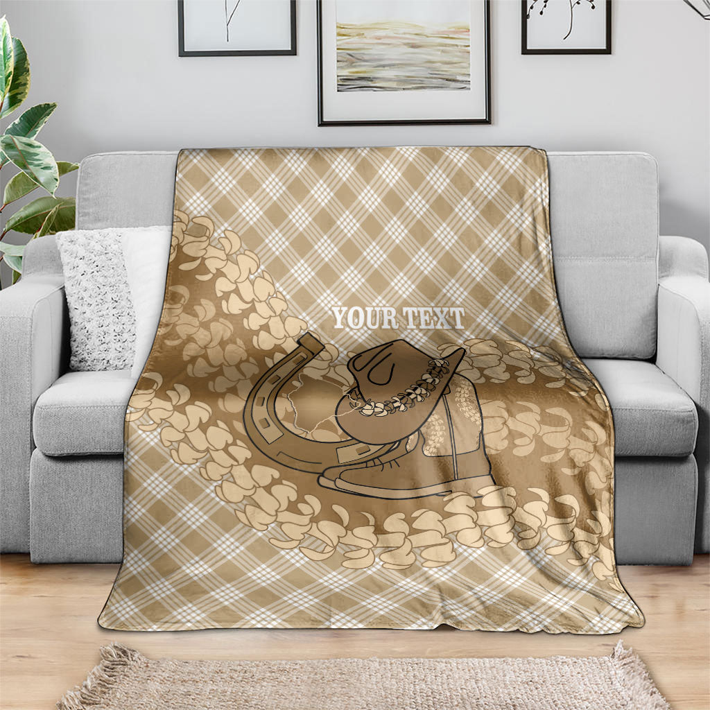 Makue Hawaii Cowboy Palaka Motifs Personalised Blanket Paniolo Festival Puakenikeni Lei LT14 - Polynesian Pride