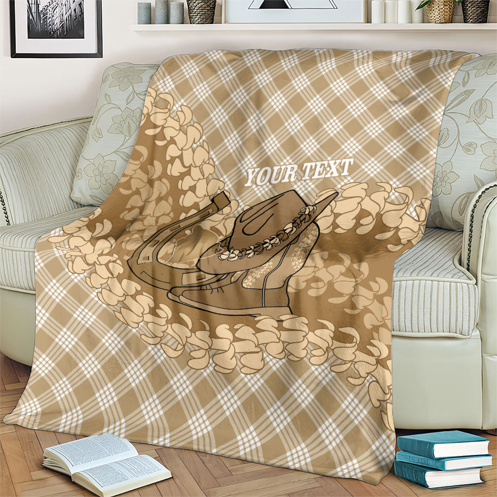Makue Hawaii Cowboy Palaka Motifs Personalised Blanket Paniolo Festival Puakenikeni Lei LT14 - Polynesian Pride