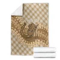 Makue Hawaii Cowboy Palaka Motifs Personalised Blanket Paniolo Festival Puakenikeni Lei LT14 - Polynesian Pride