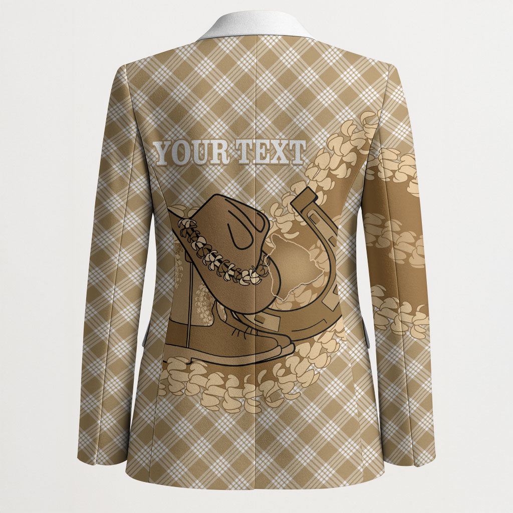 Makue Hawaii Cowboy Palaka Motifs Personalised Blazer Paniolo Festival Puakenikeni Lei LT14 - Polynesian Pride