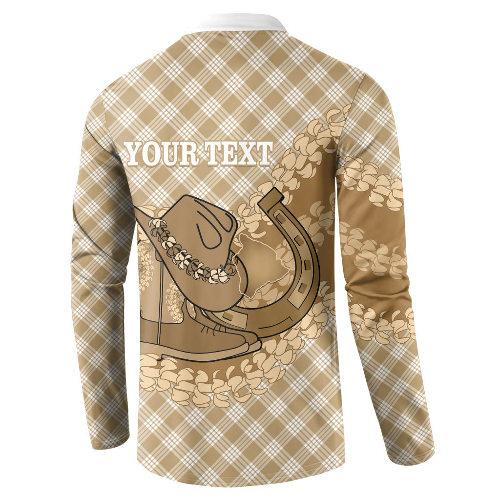 Makue Hawaii Cowboy Palaka Motifs Personalised Button Sweatshirt Paniolo Festival Puakenikeni Lei LT14 - Polynesian Pride