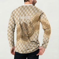 Makue Hawaii Cowboy Palaka Motifs Personalised Button Sweatshirt Paniolo Festival Puakenikeni Lei LT14 - Polynesian Pride