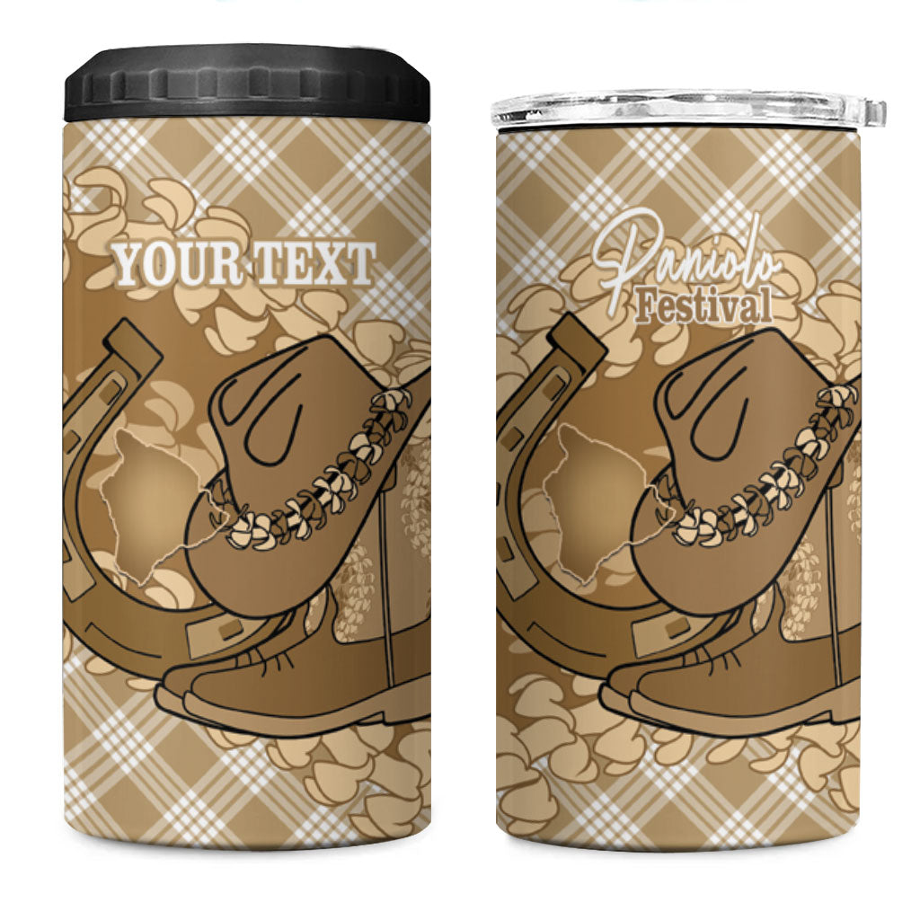 Makue Hawaii Cowboy Palaka Motifs Personalised 4 in 1 Can Cooler Tumbler Paniolo Festival Puakenikeni Lei