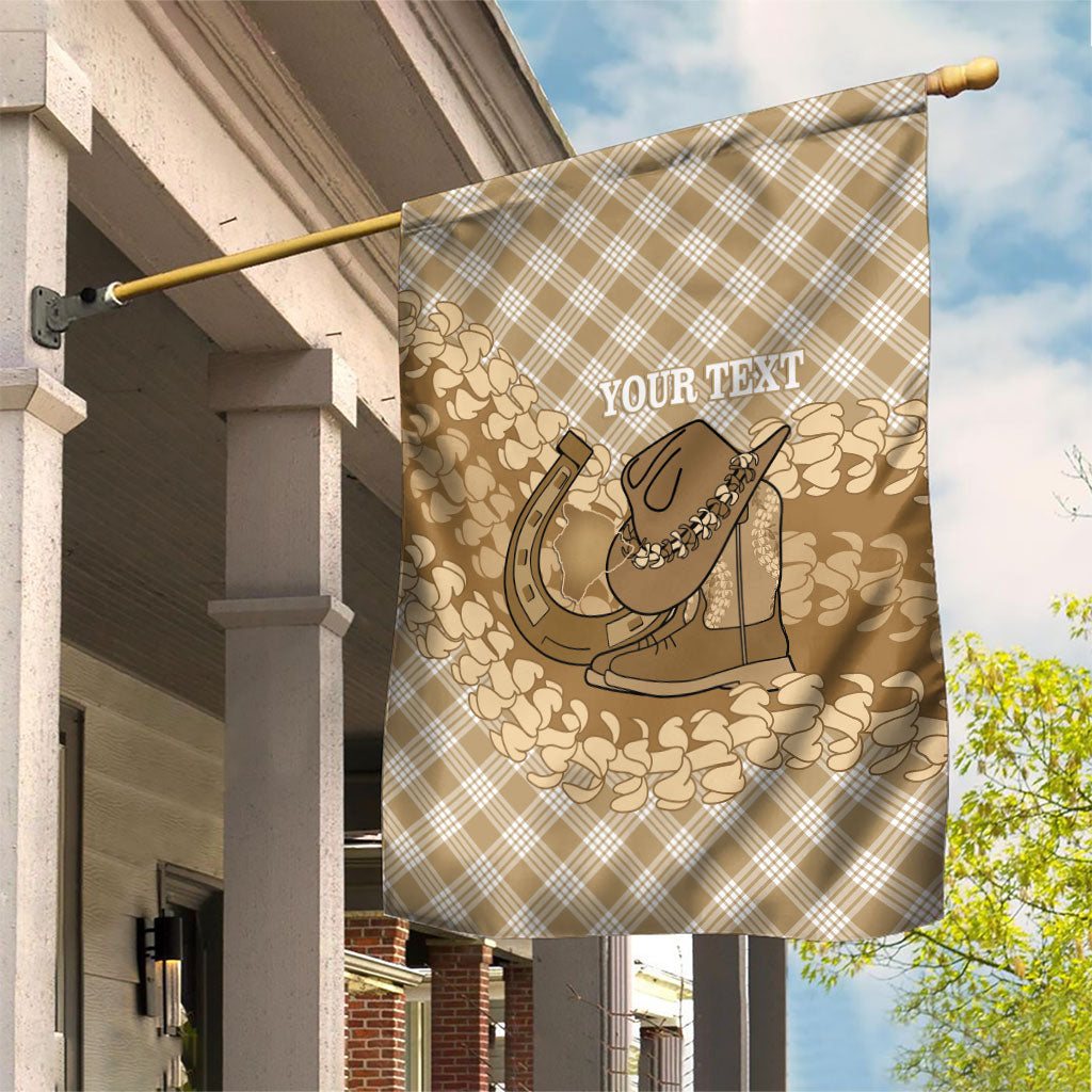 Makue Hawaii Cowboy Palaka Motifs Personalised Garden Flag Paniolo Festival Puakenikeni Lei