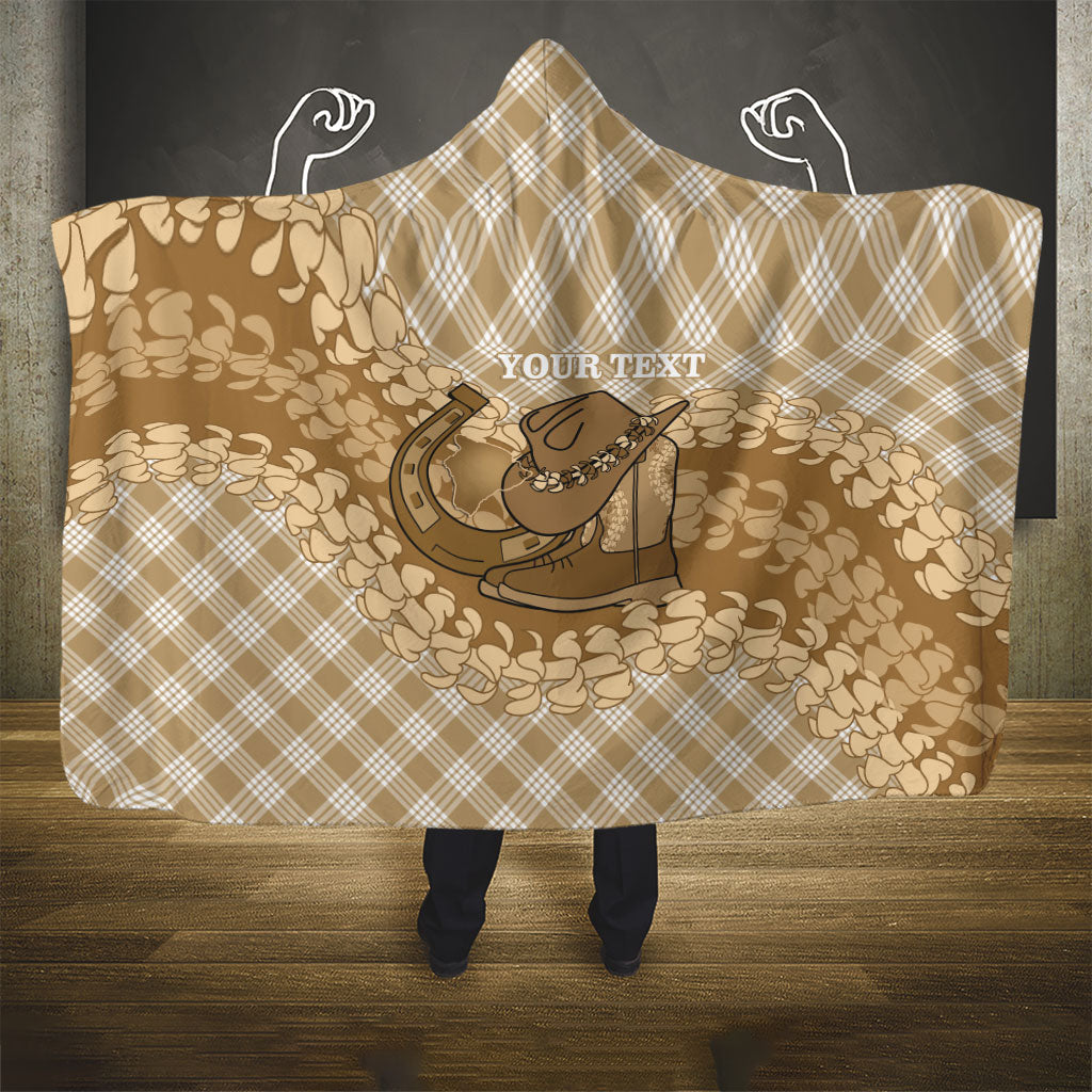 Makue Hawaii Cowboy Palaka Motifs Personalised Hooded Blanket Paniolo Festival Puakenikeni Lei LT14 - Polynesian Pride