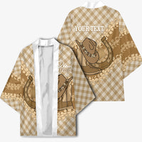 Makue Hawaii Cowboy Palaka Motifs Personalised Kimono Paniolo Festival Puakenikeni Lei LT14 - Polynesian Pride