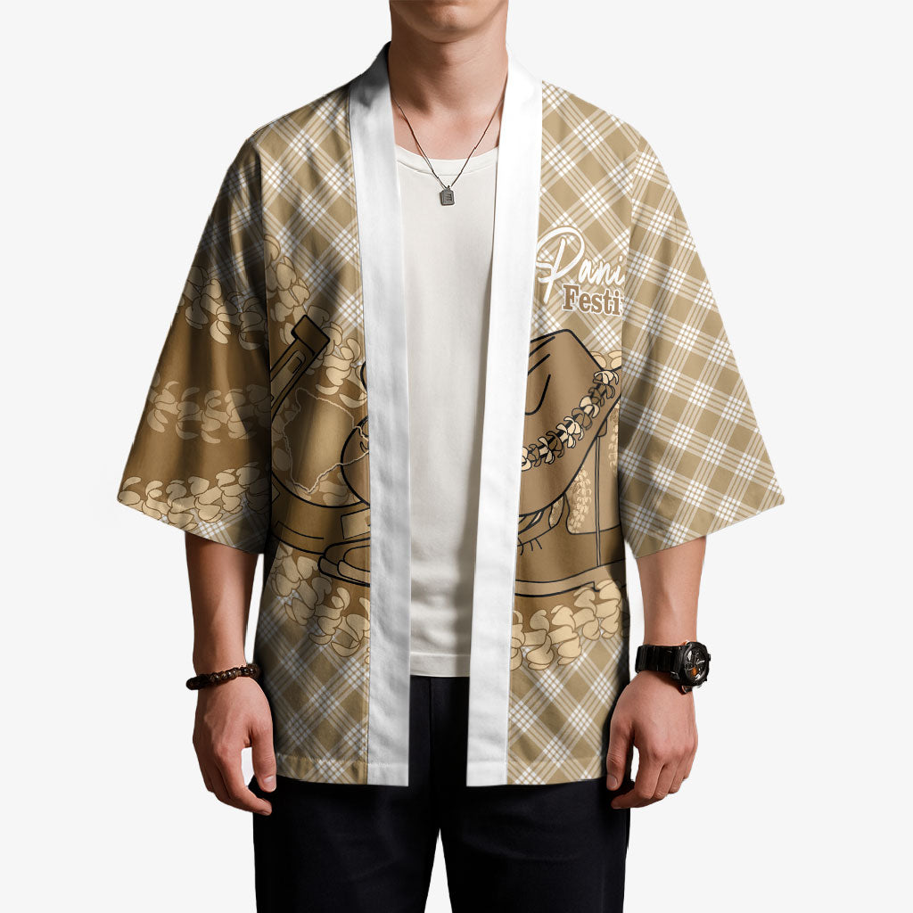 Makue Hawaii Cowboy Palaka Motifs Personalised Kimono Paniolo Festival Puakenikeni Lei LT14 - Polynesian Pride