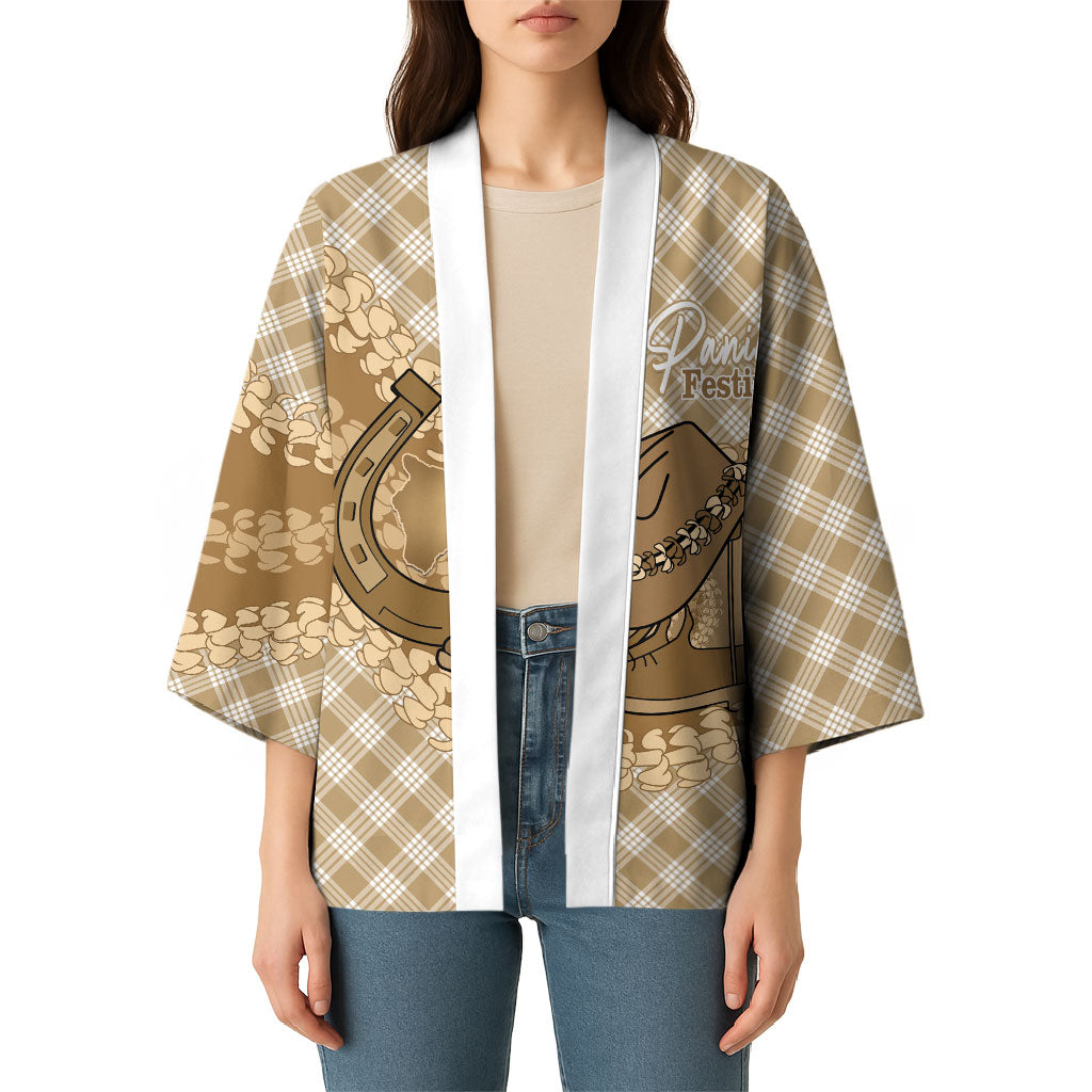 Makue Hawaii Cowboy Palaka Motifs Personalised Kimono Paniolo Festival Puakenikeni Lei LT14 - Polynesian Pride