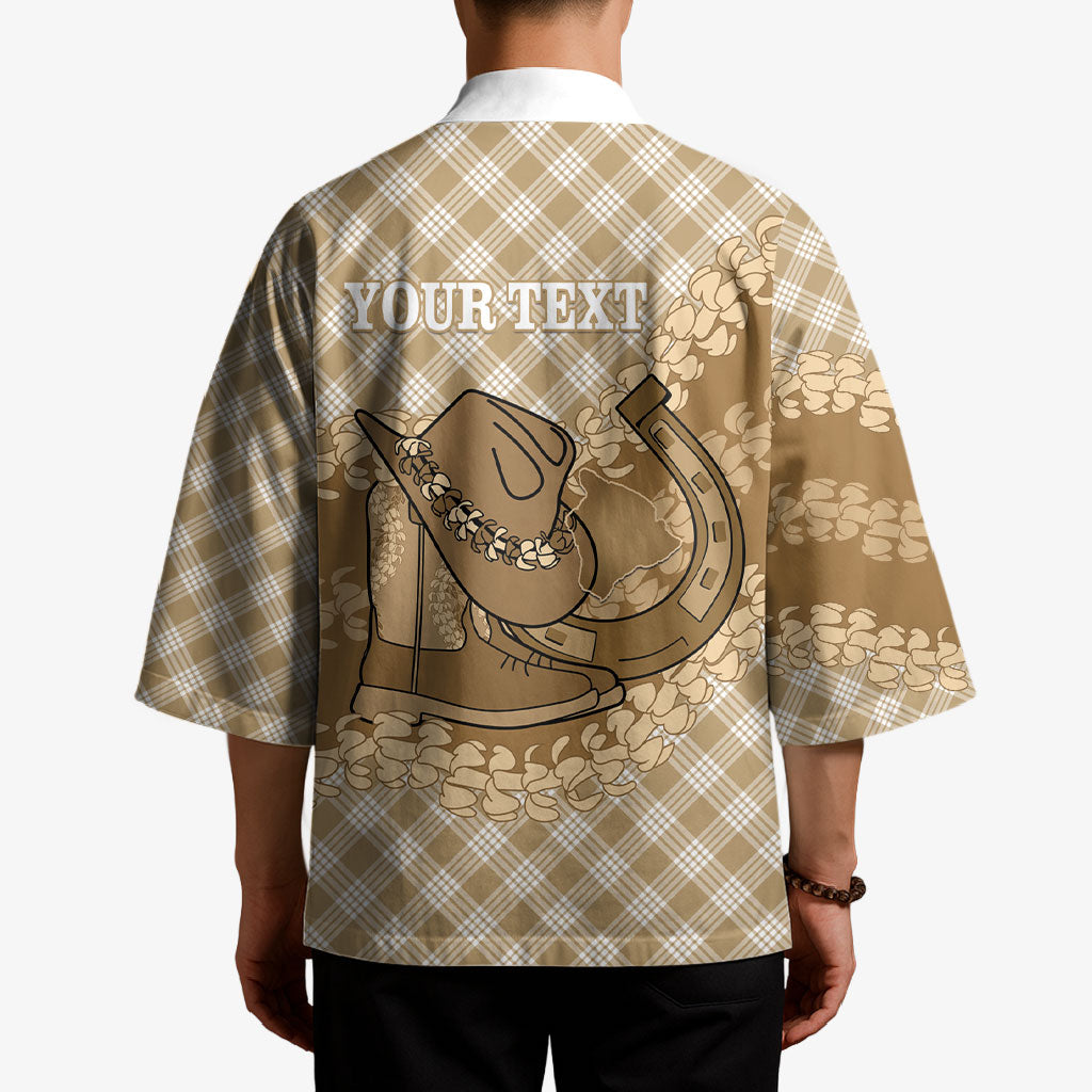 Makue Hawaii Cowboy Palaka Motifs Personalised Kimono Paniolo Festival Puakenikeni Lei LT14 - Polynesian Pride