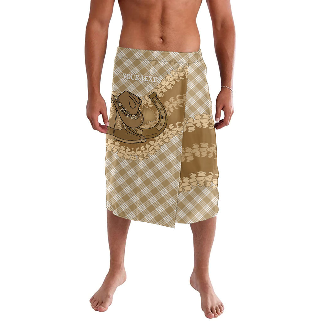 Makue Hawaii Cowboy Palaka Motifs Personalised Lavalava Paniolo Festival Puakenikeni Lei LT14 Brown - Polynesian Pride