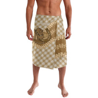 Makue Hawaii Cowboy Palaka Motifs Personalised Lavalava Paniolo Festival Puakenikeni Lei LT14 Brown - Polynesian Pride