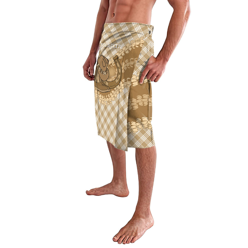 Makue Hawaii Cowboy Palaka Motifs Personalised Lavalava Paniolo Festival Puakenikeni Lei LT14 - Polynesian Pride