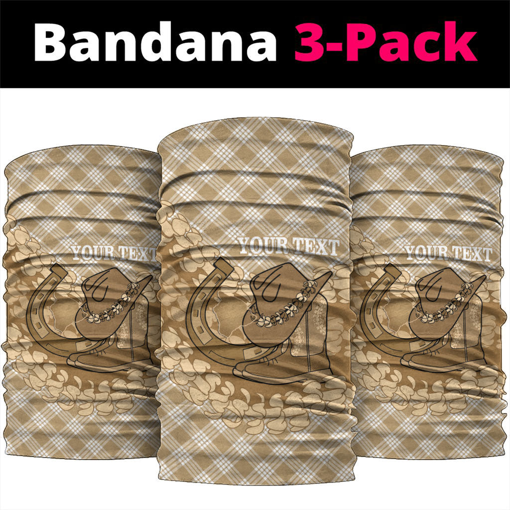 Makue Hawaii Cowboy Palaka Motifs Personalised Neck Gaiter Paniolo Festival Puakenikeni Lei
