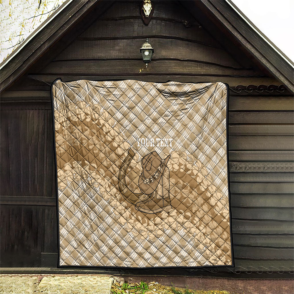 Makue Hawaii Cowboy Palaka Motifs Personalised Quilt Paniolo Festival Puakenikeni Lei LT14 - Polynesian Pride