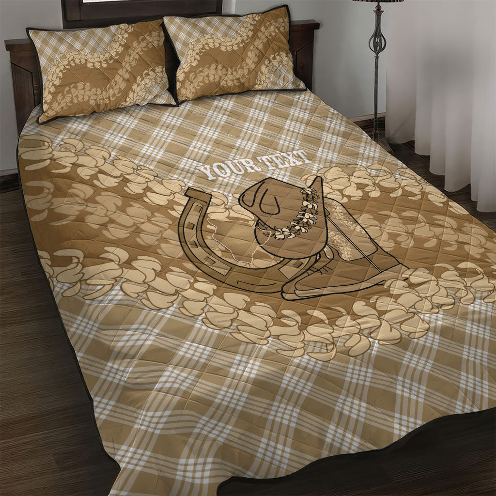 Makue Hawaii Cowboy Palaka Motifs Personalised Quilt Bed Set Paniolo Festival Puakenikeni Lei