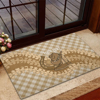 Makue Hawaii Cowboy Palaka Motifs Personalised Rubber Doormat Paniolo Festival Puakenikeni Lei LT14 - Polynesian Pride