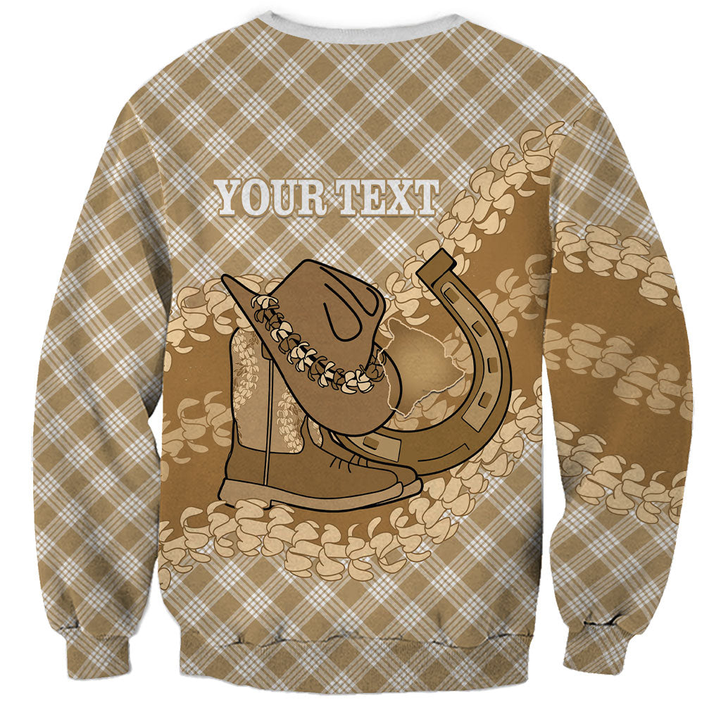 Makue Hawaii Cowboy Palaka Motifs Personalised Sweatshirt Paniolo Festival Puakenikeni Lei LT14 - Polynesian Pride
