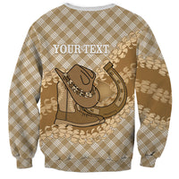 Makue Hawaii Cowboy Palaka Motifs Personalised Sweatshirt Paniolo Festival Puakenikeni Lei LT14 - Polynesian Pride