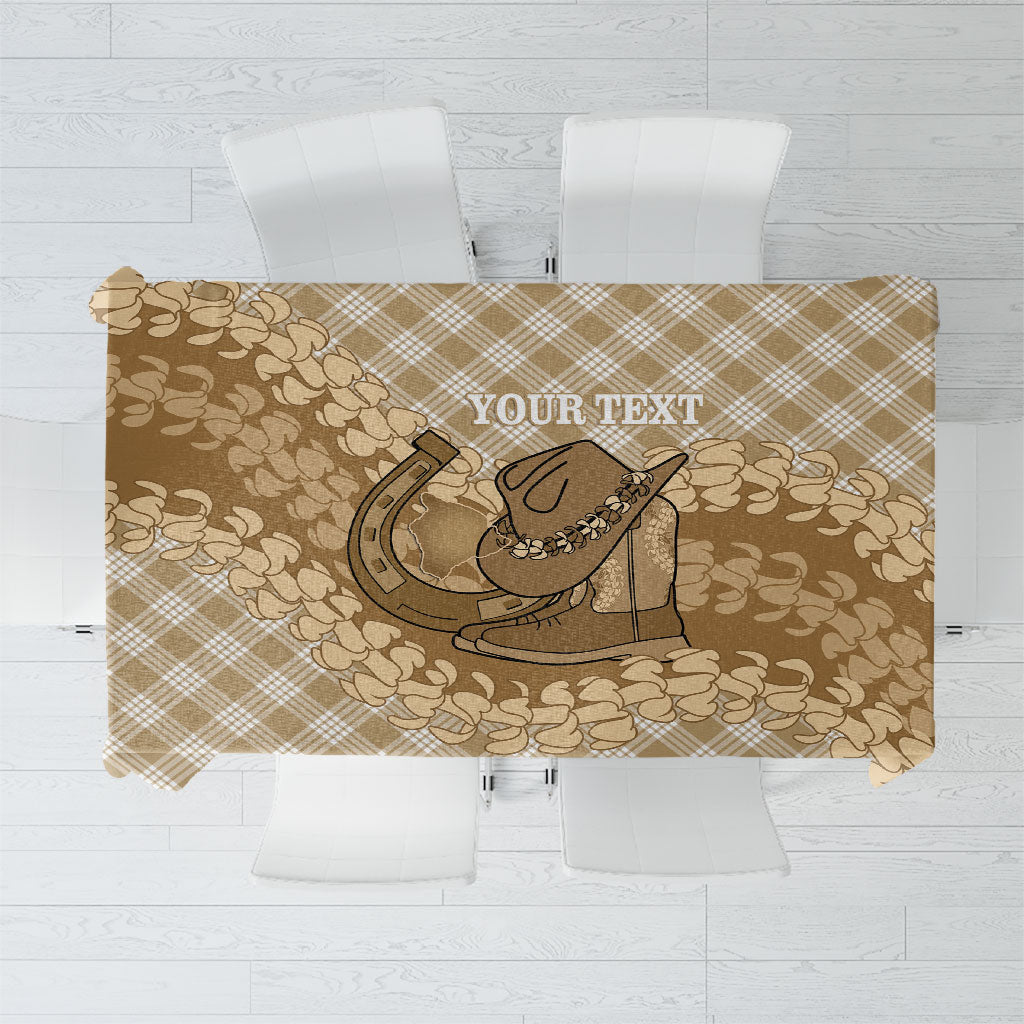 Makue Hawaii Cowboy Palaka Motifs Personalised Tablecloth Paniolo Festival Puakenikeni Lei LT14 Brown - Polynesian Pride
